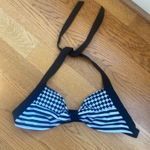 Kenneth Cole Reaction bathing suit top black white Medium - Picture 3 of 9